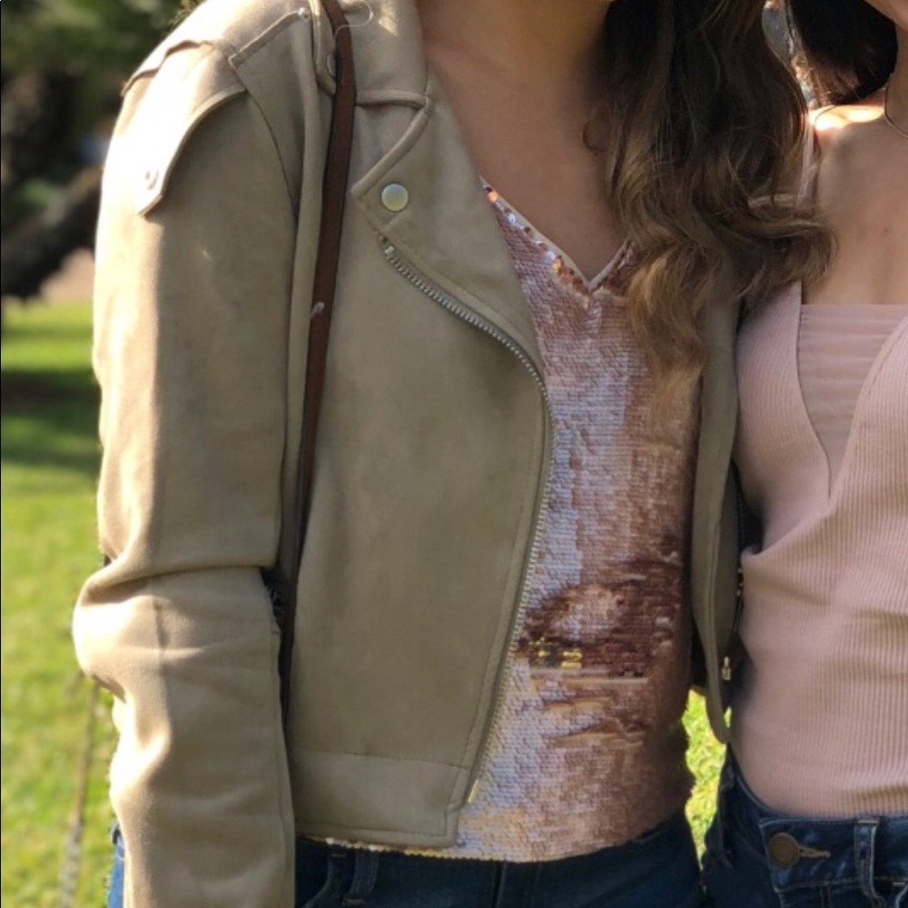 Sued biker jacket (tan)